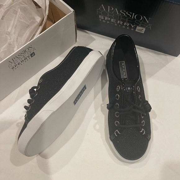 Woman’s Sperry topsiders glitter black size 5.5 - Picture 13 of 14